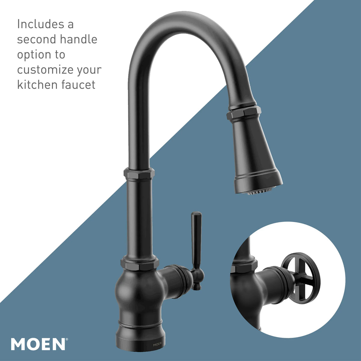 Moen Paterson Single-Handle High-Arc Pulldown Kitchen Faucet S72003 in Matte Black (S72003BL) - view 5