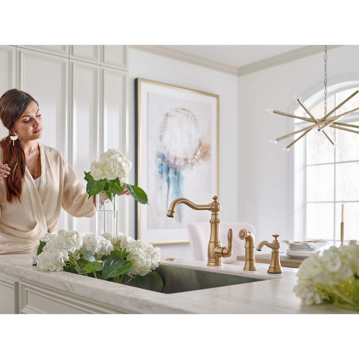 Moen Sip Traditional Single-Handle High-Arc Beverage Faucet S5510 in Brushed Gold (S5510BG) - view 6