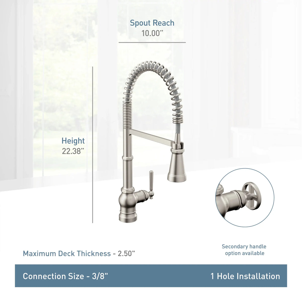 Moen Paterson Single-Handle High-Arc Pulldown Kitchen Faucet S72103 in Chrome (S72103) - view 8