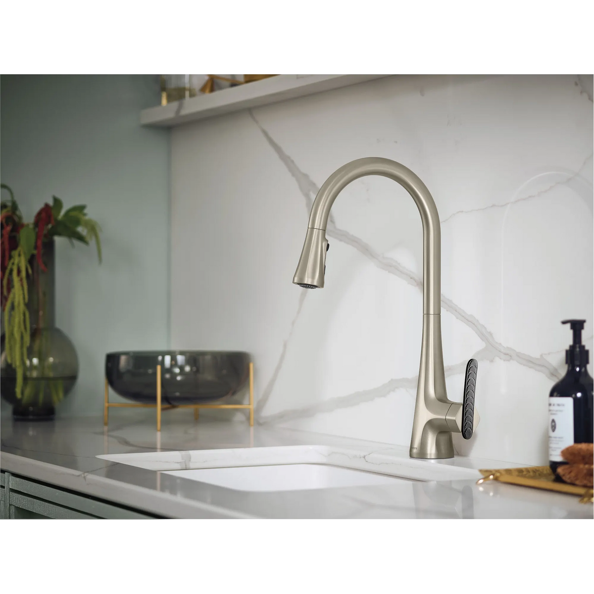 Moen Sinema Single-Handle High-Arc Pulldown Kitchen Faucet S7235 in Chrome (S7235) - view 6