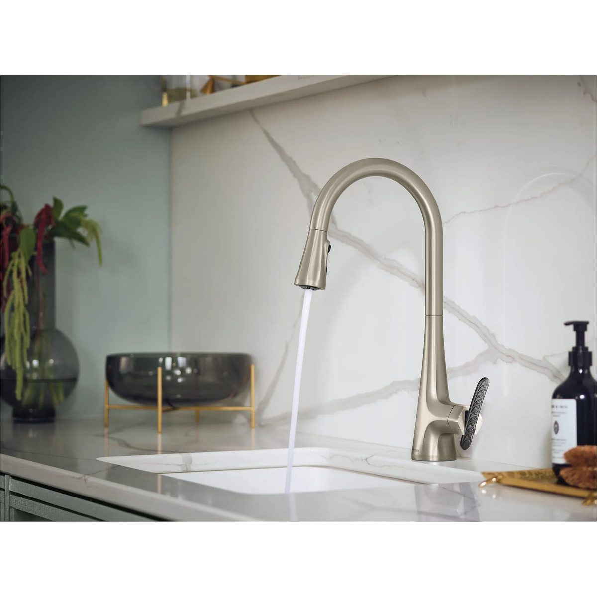 Moen Sinema Single-Handle High-Arc Pulldown Kitchen Faucet S7235 in Spot Resist Stainless (S7235SRS) - view 5