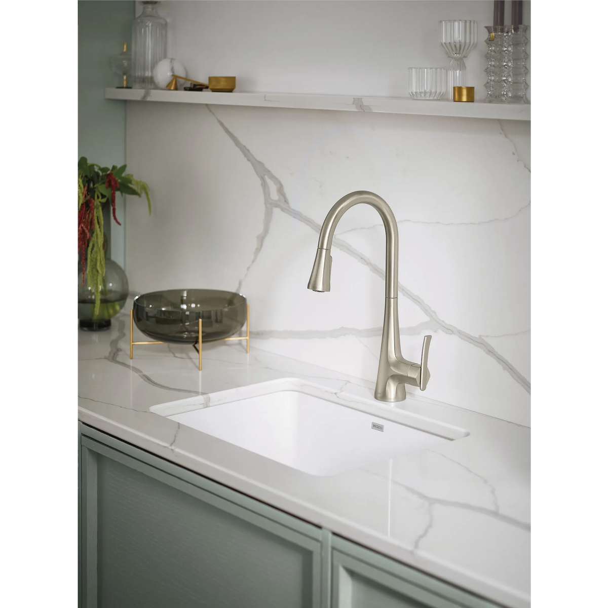 Moen Sinema Single-Handle High-Arc Pulldown Kitchen Faucet S7235 in Matte Black (S7235BL) - view 7