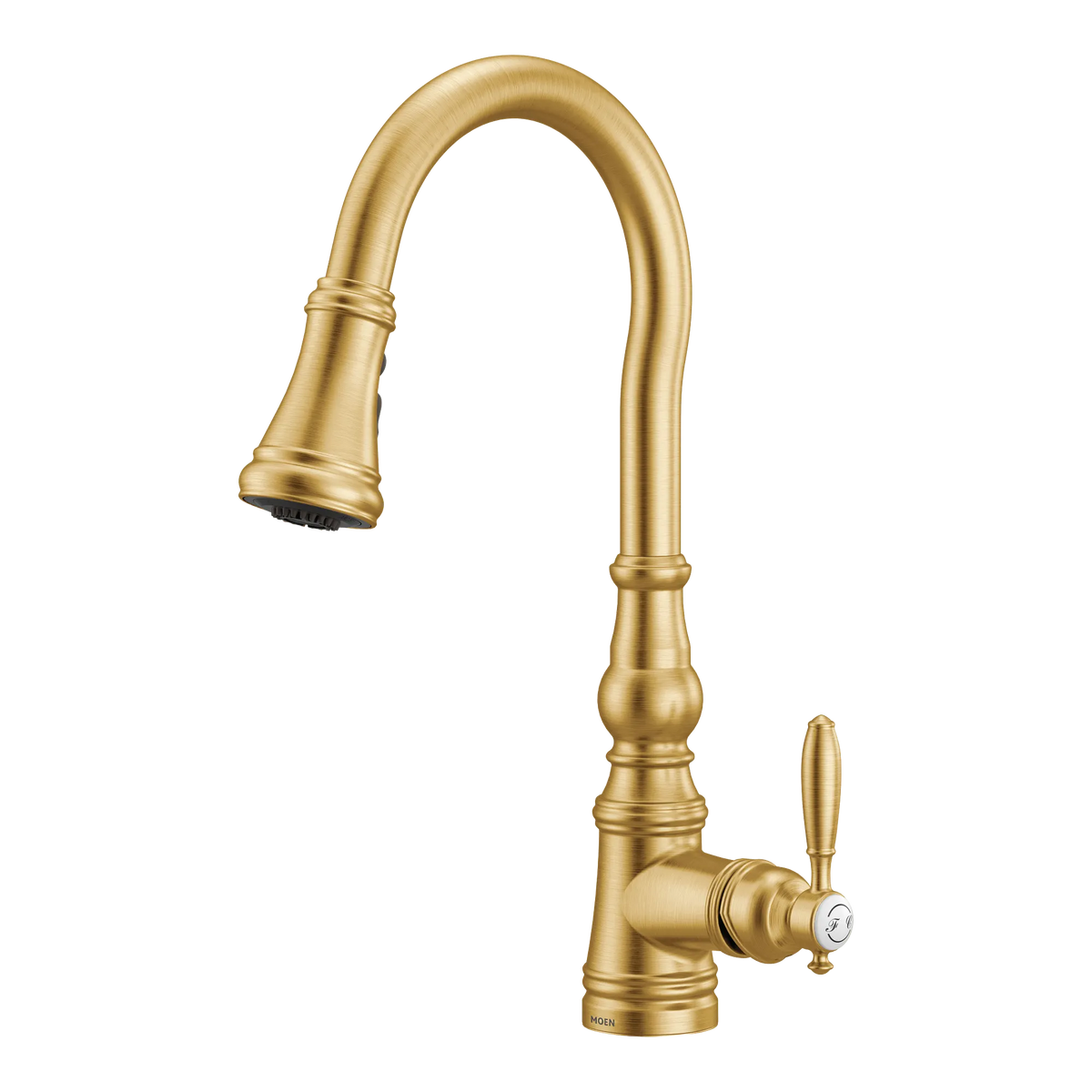 Moen Weymouth Single-Handle High-Arc Pulldown Kitchen Faucet S73004 in Brushed Gold (S73004BG) - view 2