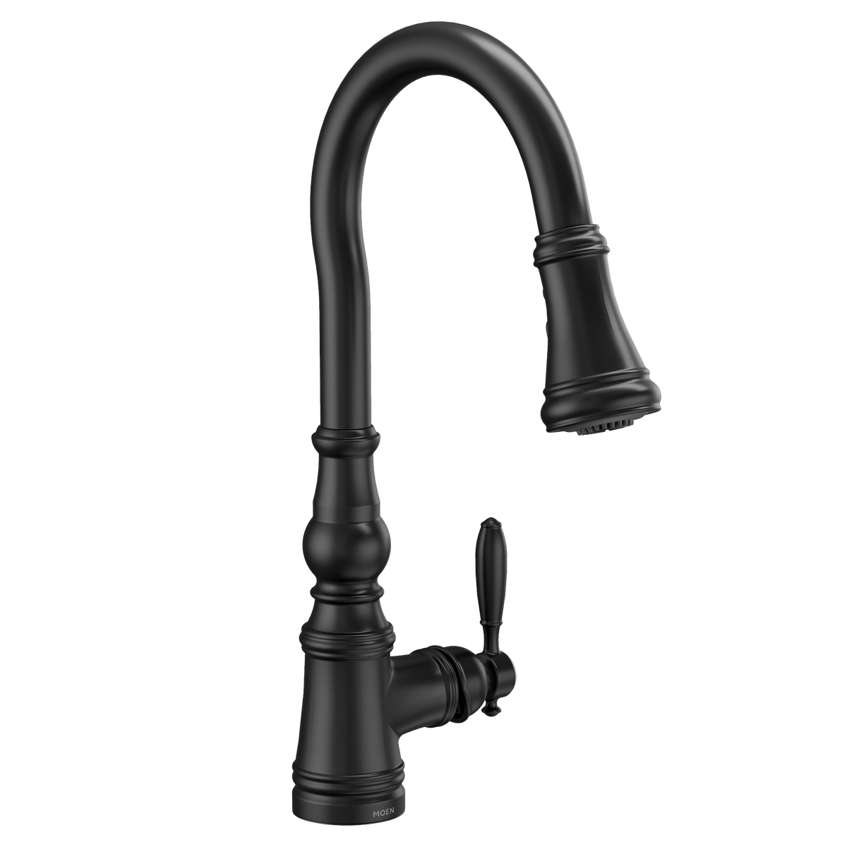 Moen Weymouth Single-Handle High-Arc Pulldown Kitchen Faucet S73004 in Matte Black (S73004BL)