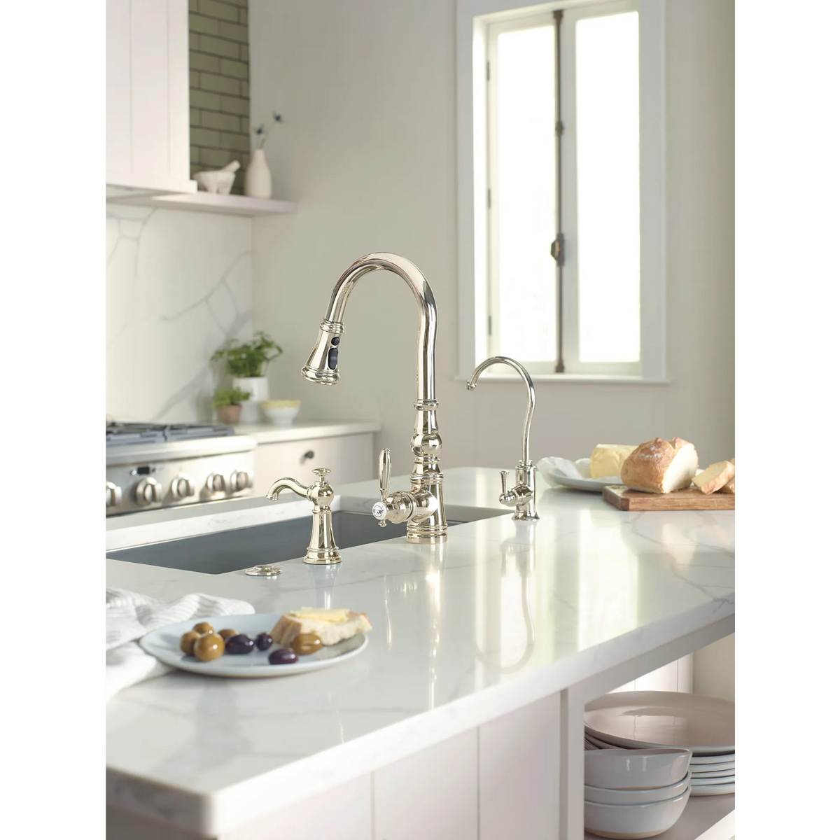 Moen Weymouth Single-Handle High-Arc Pulldown Kitchen Faucet S73004 in Polished Nickel (S73004NL) - view 10