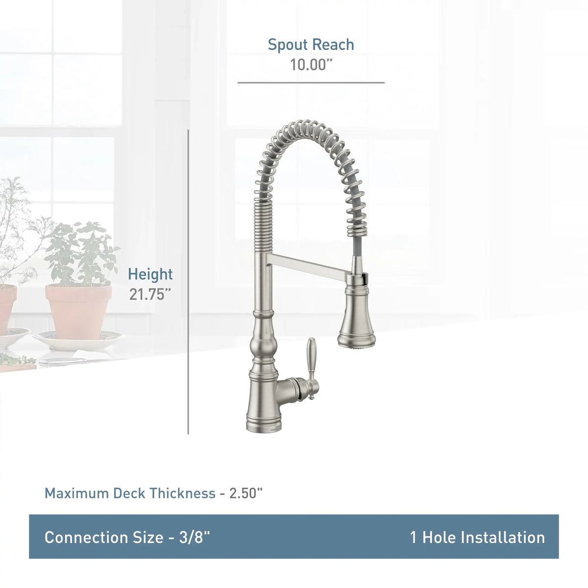 Moen Weymouth Single-Handle High-Arc Pulldown Kitchen Faucet S73104 in Spot Resist Stainless (S73104SRS) - view 3