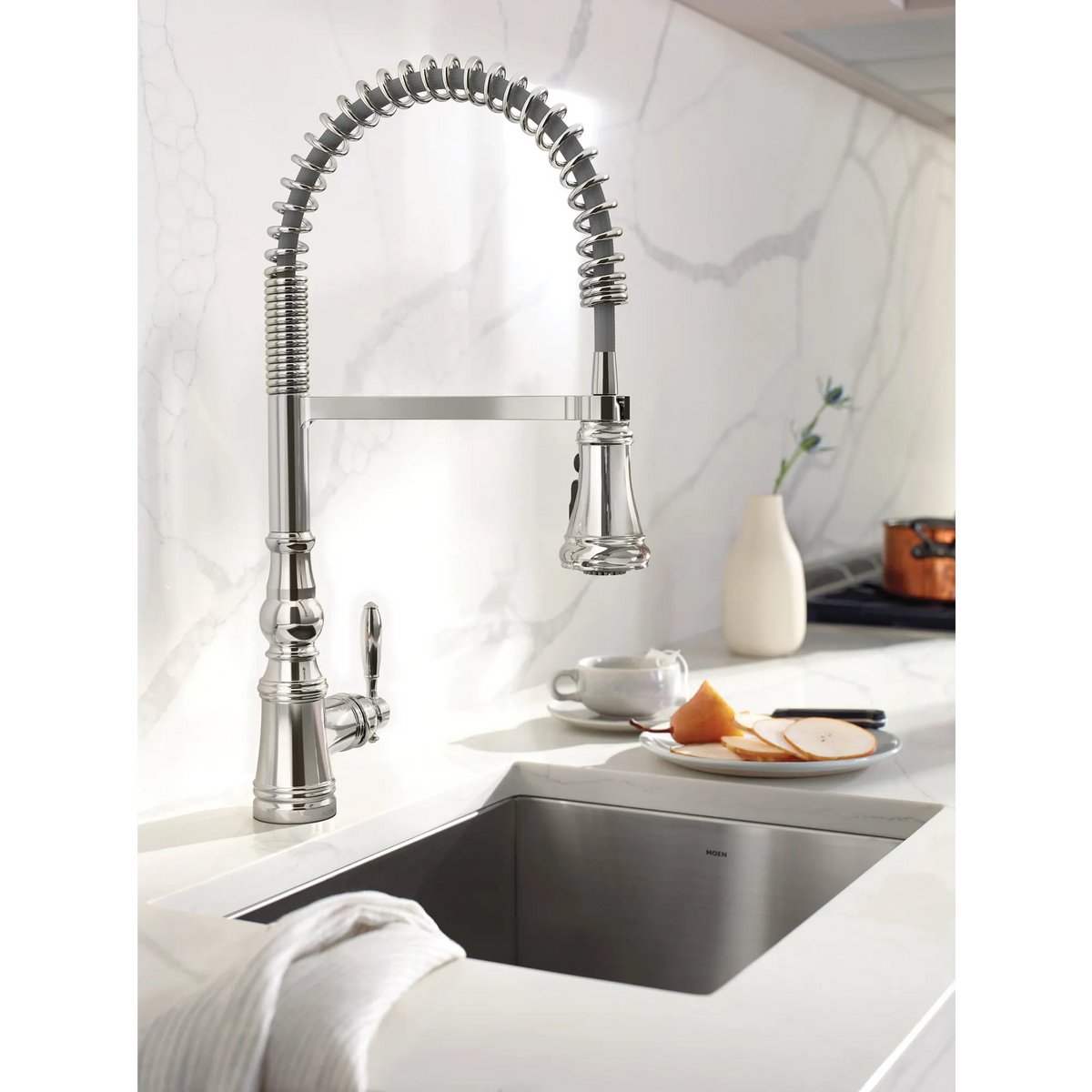 Moen Weymouth Single-Handle High-Arc Pulldown Kitchen Faucet S73104 in Chrome (S73104) - view 3