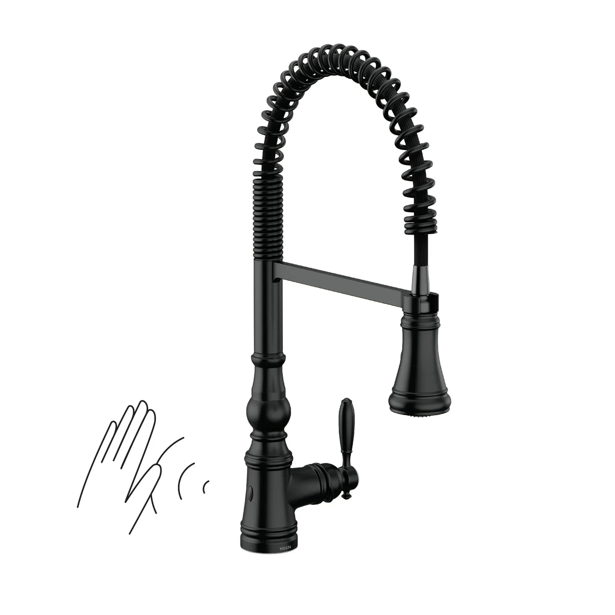 Moen Weymouth MotionSense Wave Single-Handle High-Arc Single-Sensor Pulldown Kitchen Faucet S73104EW in Matte Black (S73104EWBL) - view 2