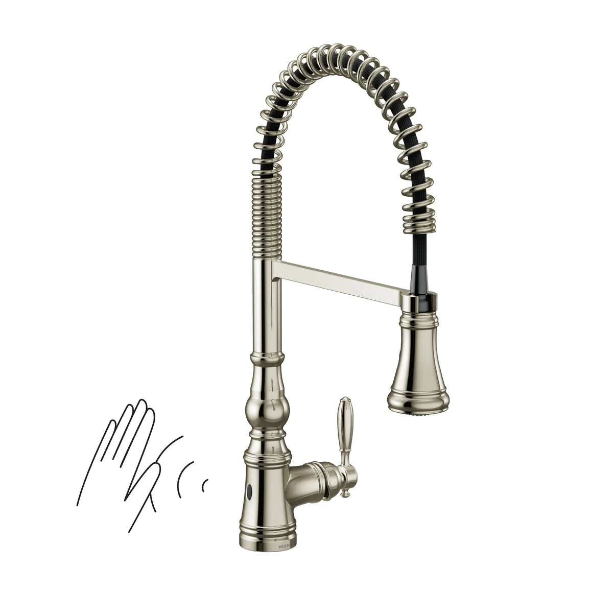 Moen Weymouth MotionSense Wave Single-Handle High-Arc Single-Sensor Pulldown Kitchen Faucet S73104EW in Polished Nickel (S73104EWNL) - view 2