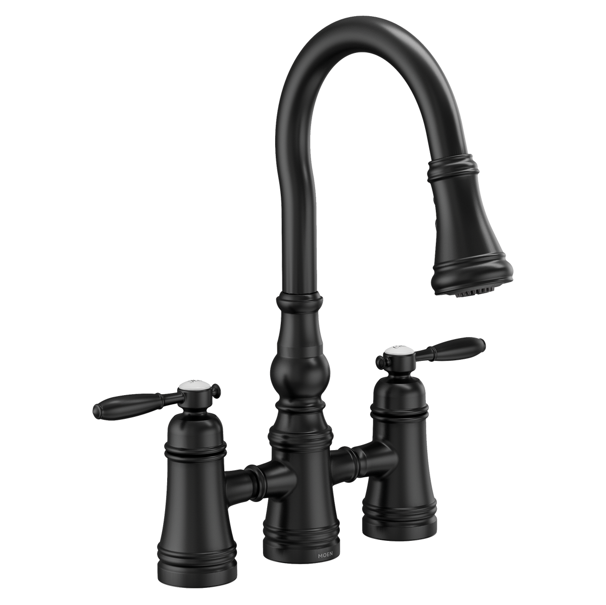 Moen Weymouth Two-Handle High-Arc Pulldown Kitchen Faucet S73204 in Matte Black (S73204BL)