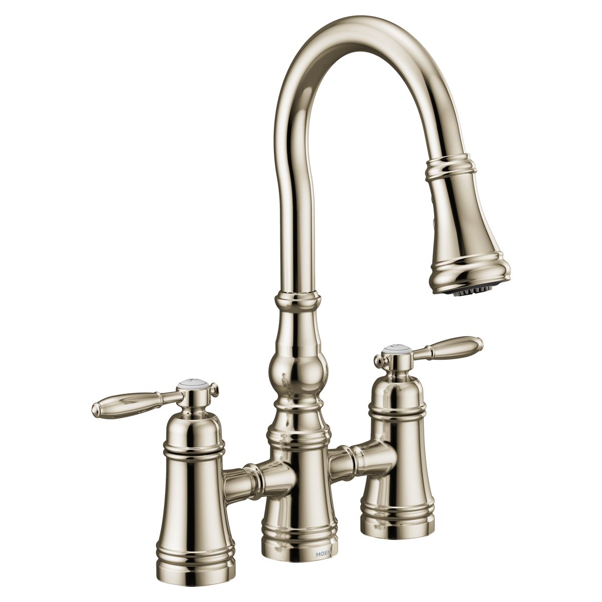 Moen Weymouth Two-Handle High-Arc Pulldown Kitchen Faucet S73204 in Polished Nickel (S73204NL)
