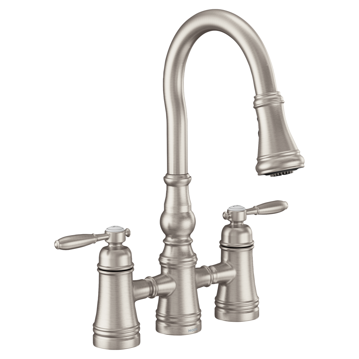 Moen Weymouth Two-Handle High-Arc Pulldown Kitchen Faucet S73204 in Spot Resist Stainless (S73204SRS)