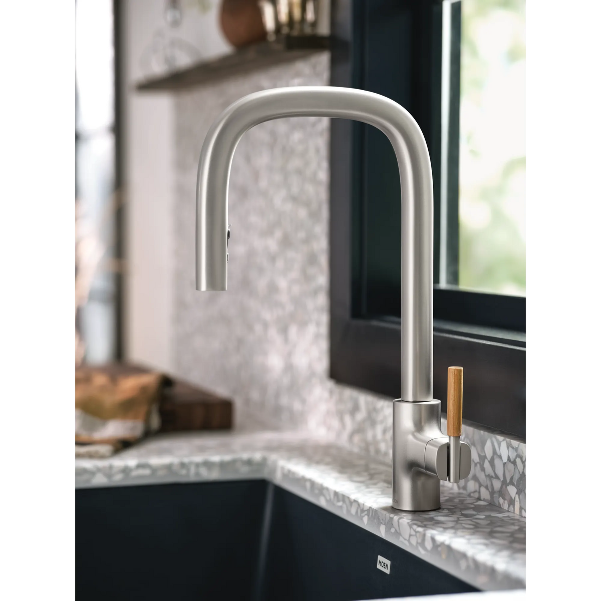 Moen Tenon Single-Handle High-Arc Pulldown Kitchen Faucet S74001 in Spot Resist Stainless (S74001SRS) - view 7