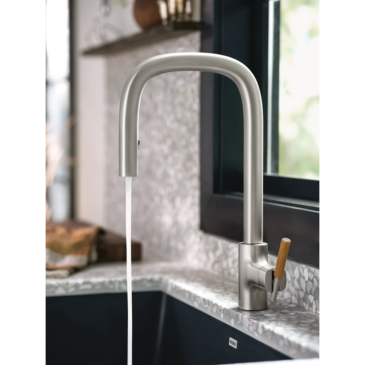 Moen Tenon Single-Handle High-Arc Pulldown Kitchen Faucet S74001 in Spot Resist Stainless (S74001SRS) - view 6