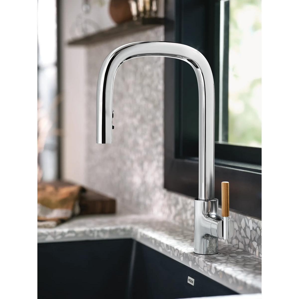 Moen Tenon Single-Handle High-Arc Pulldown Kitchen Faucet S74001 in Chrome (S74001) - view 7