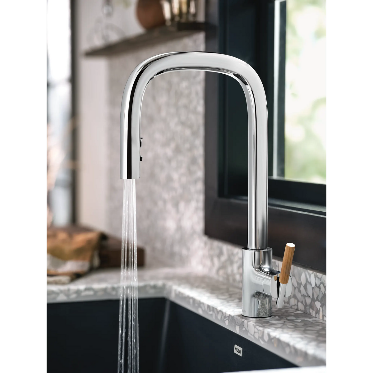 Moen Tenon Single-Handle High-Arc Pulldown Kitchen Faucet S74001 in Chrome (S74001) - view 5