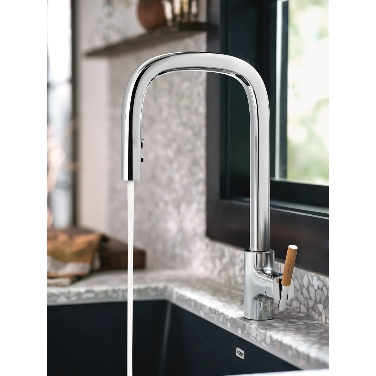 Moen Tenon Single-Handle High-Arc Pulldown Kitchen Faucet S74001 in Chrome (S74001) - view 6