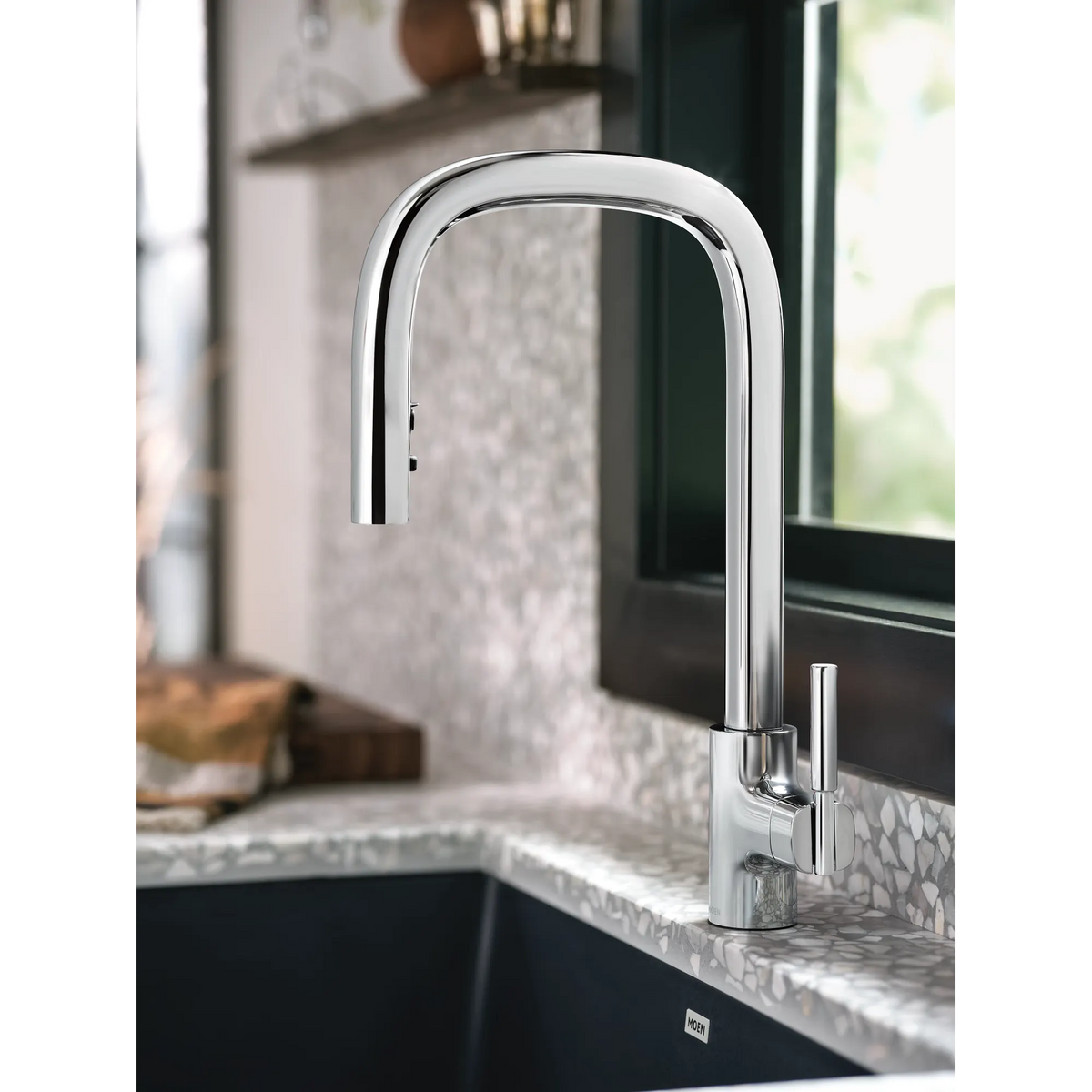 Moen Tenon Single-Handle High-Arc Pulldown Kitchen Faucet S74001 in Chrome (S74001) - view 2