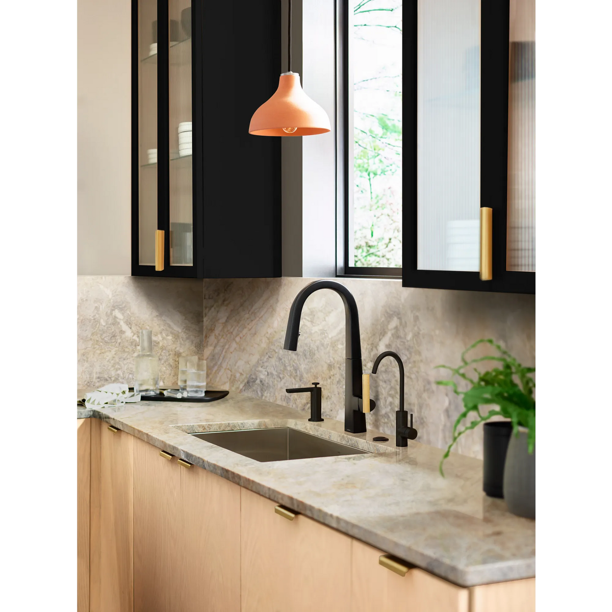 Moen Nio Single-Handle High-Arc Pulldown Kitchen Faucet S75005 in Matte Black (S75005BL) - view 5