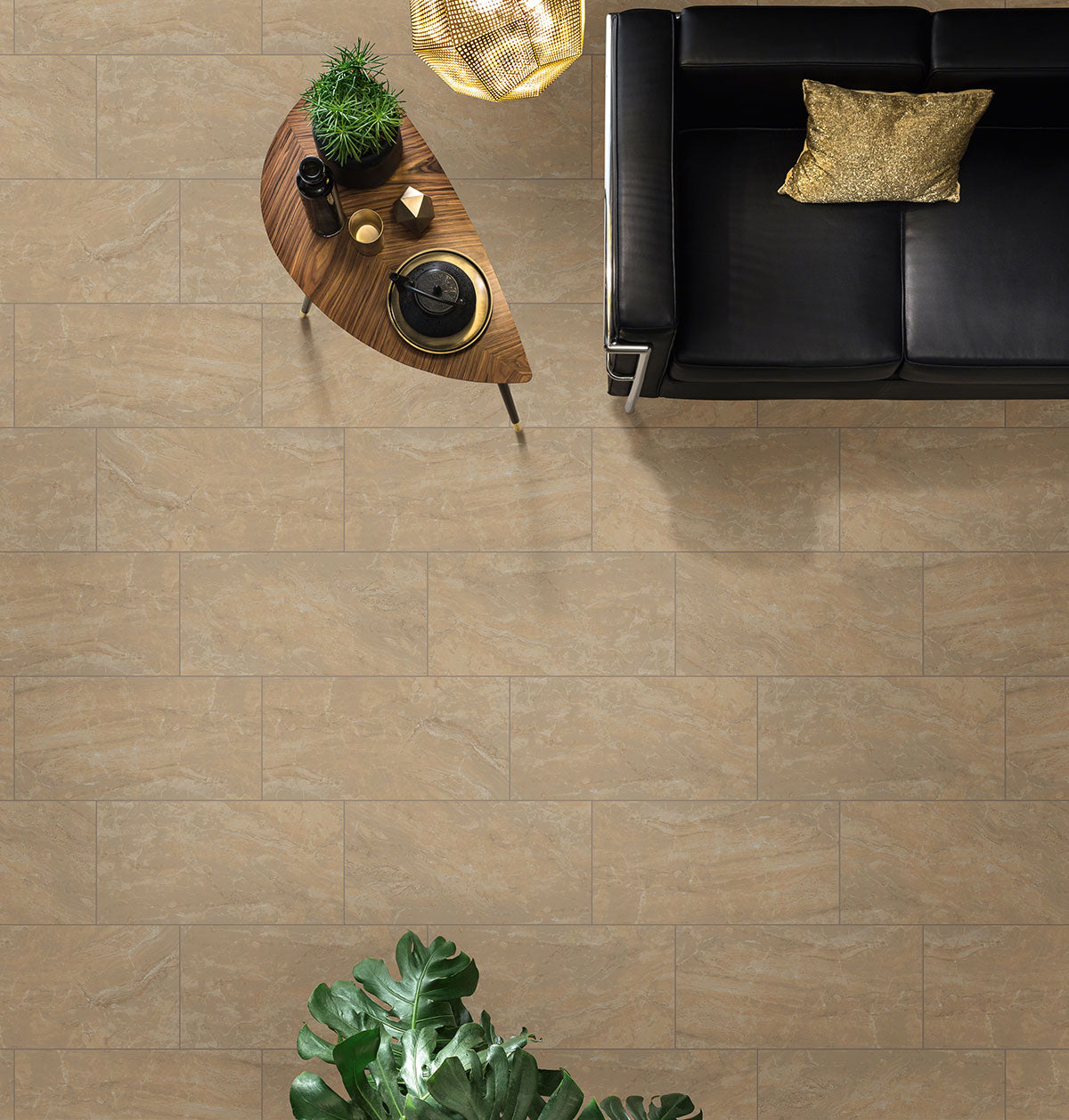 MSI Onyx Sand 12 x 24 Polished Porcelain tile (NONYSAN1224P-N) – MSI room scene (living room)