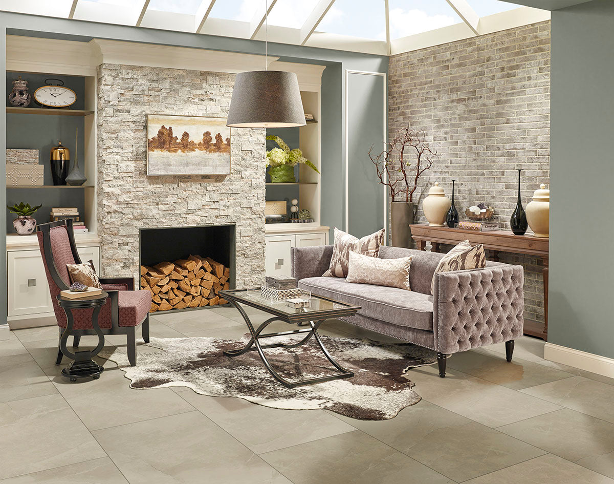 MSI Sande Cream 2 x 2 Matte Porcelain mosaic (NSANCRE2X2HEX) – MSI room scene (living room)