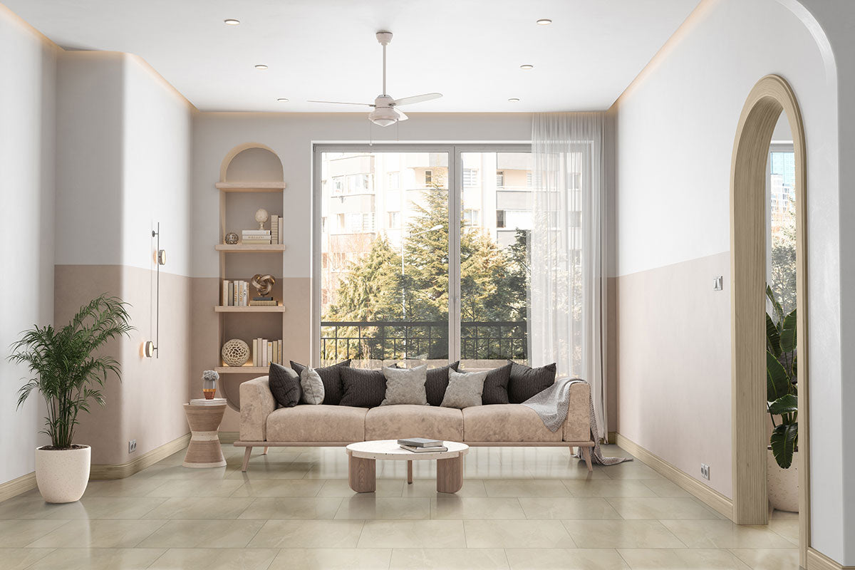 MSI Sande Cream 2 x 2 Matte Porcelain mosaic (NSANCRE2X2HEX) – MSI room scene (living room)