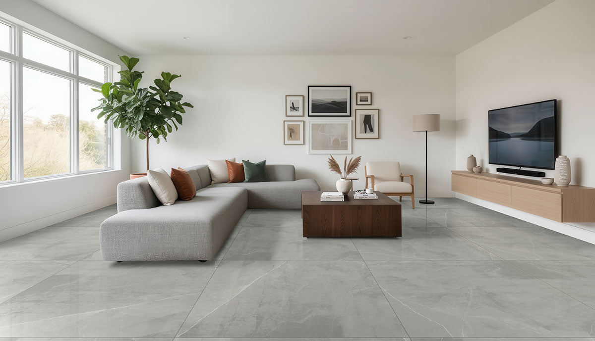 MSI Sande Grey 2 x 2 Matte Porcelain mosaic (NSANGRE2X2) – MSI room scene (living room)