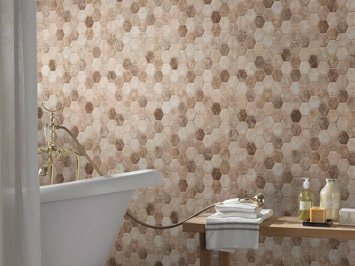 MSI Sandhills Hexagon Glass mosaic (SMOT-GLS-SAND6MM) – MSI room scene