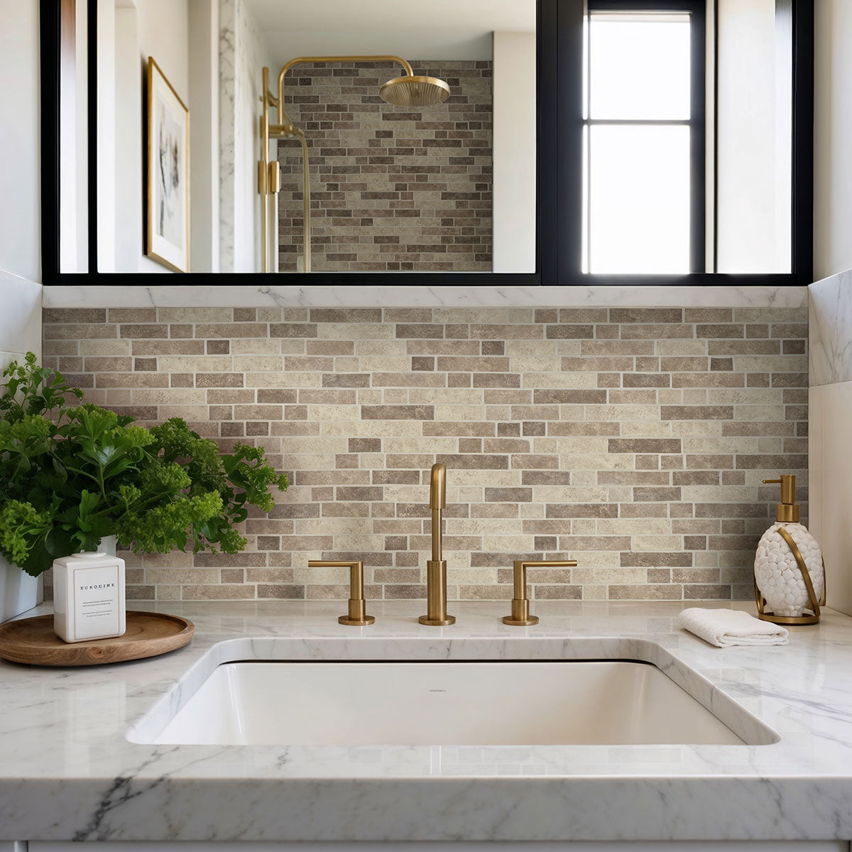 MSI Sandhills Interlocking Glass mosaic (SMOT-GLSIL-SAND6MM) – MSI room scene (bathroom)