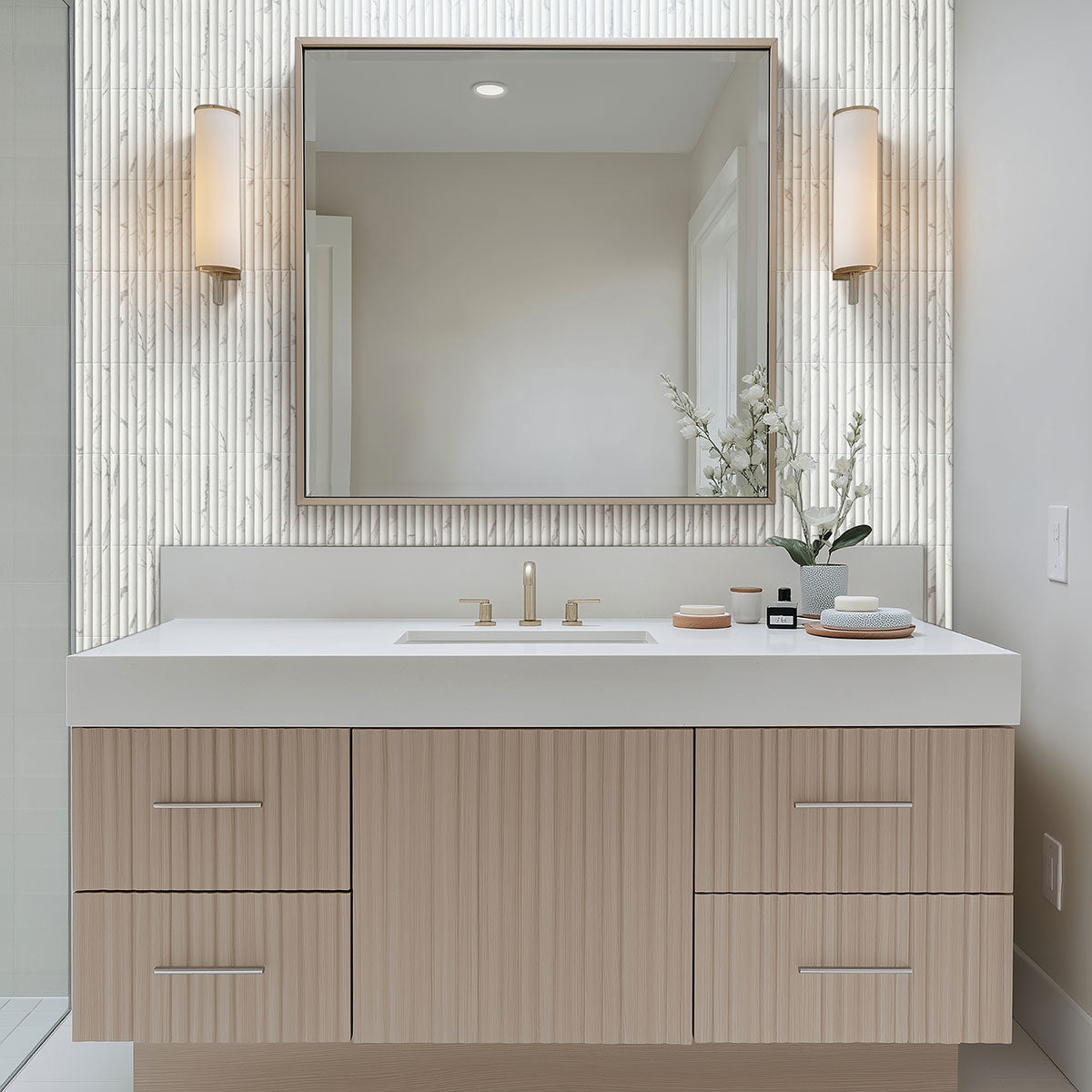 MSI Scanalato Calacatta 5 x 10 Matte Porcelain tile (NWGSCACAL5X10S) – MSI room scene (bathroom)