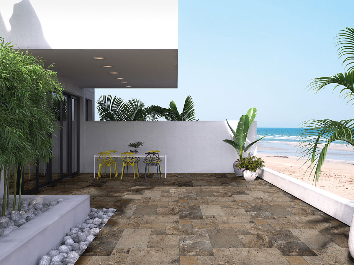 MSI Silver Travertine 18 x 18 Honed Travertine tile (TTSILTR1818HF) – MSI room scene