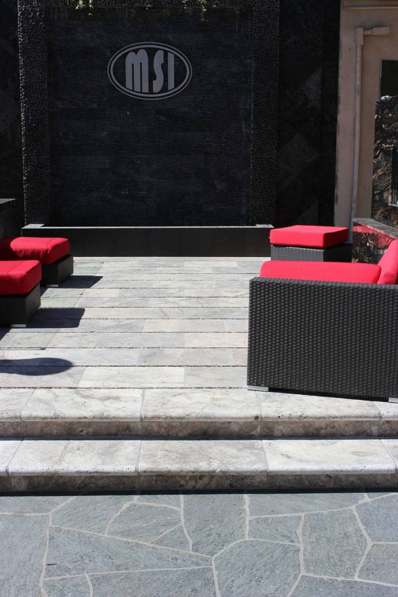 MSI Silver Travertine natural stone pavers 16 x 16 (LPAVTSIL1616T)