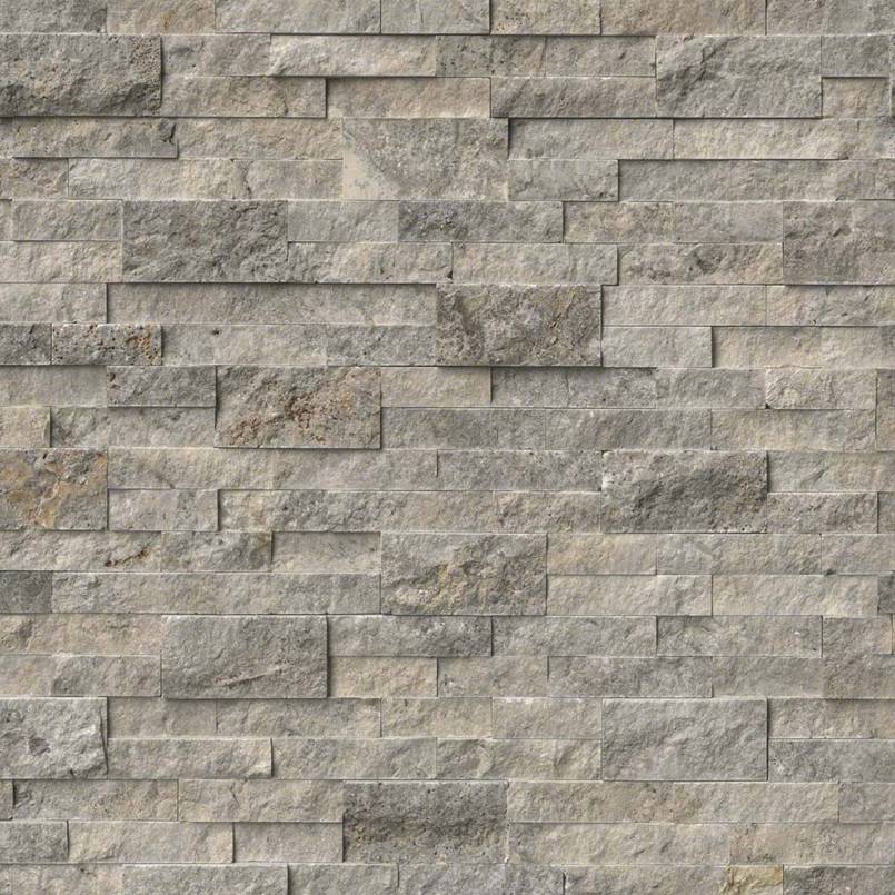 MSI Silver Travertine stacked stone 6 x 12 x 6 (LPNLTSIL618COR)