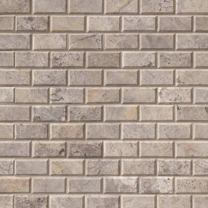 MSI Silver Travertine 2 x 4 Honed Travertine mosaic (SMOT-SILTRA-2X4HB) – MSI product image