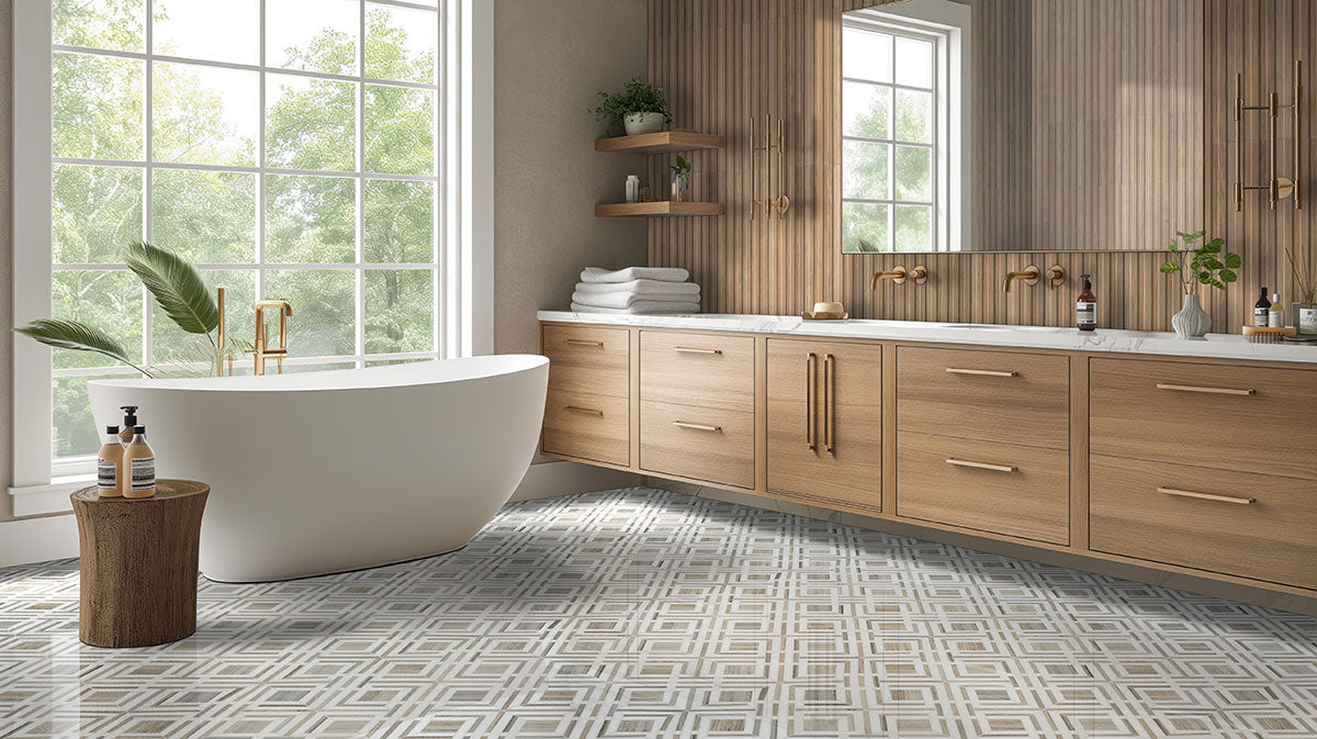 MSI Sinfonia Hip Hop Camel 6 x 16 Matte Porcelain tile (NWGSINHIPCAM6X16) – MSI room scene (bathroom)