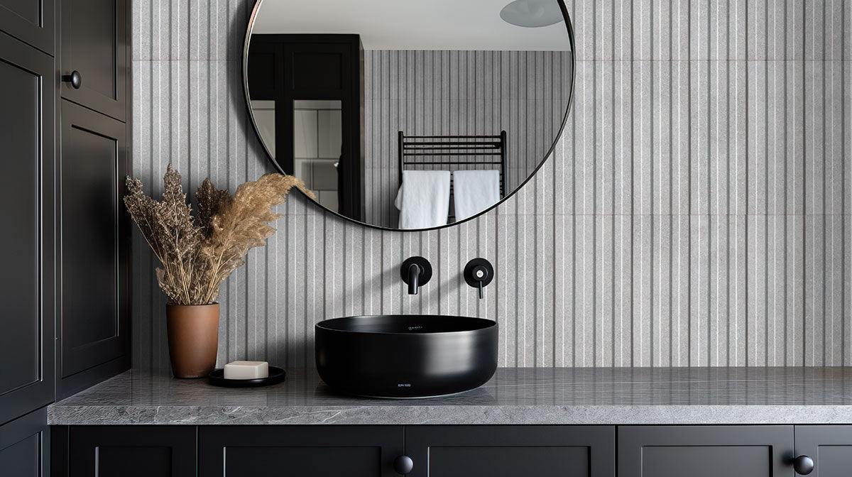 MSI Sinfonia Hip Hop Ceniza 6 x 16 Matte Porcelain tile (NWGSINHIPCEN6X16) – MSI room scene (bathroom)