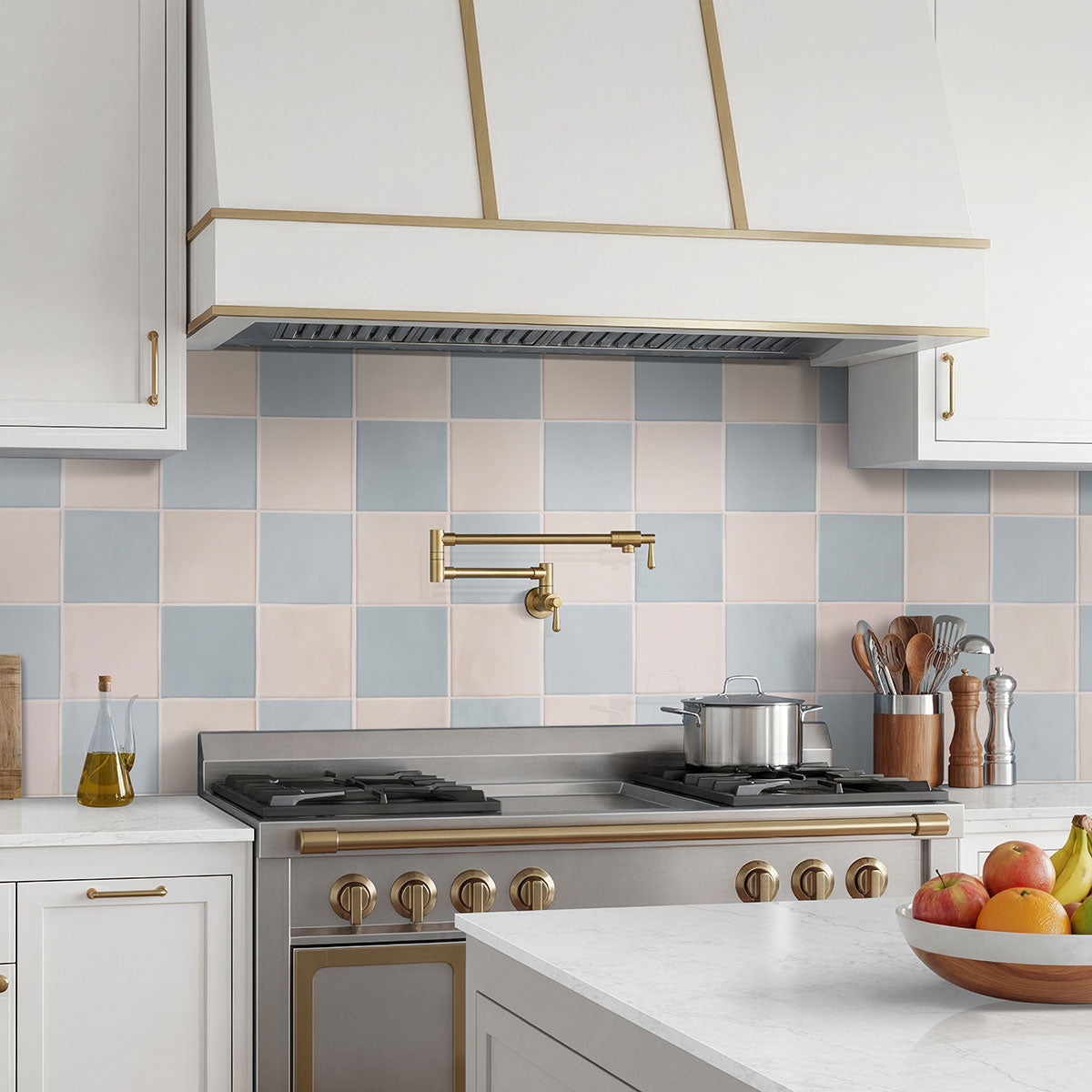 MSI Renzo Sky 5 x 5 Glossy Ceramic tile (NRENSKY5X5) – MSI room scene (kitchen)