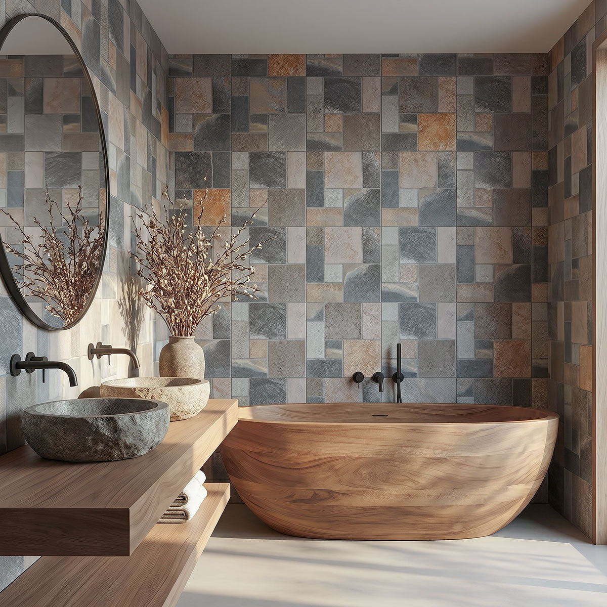 MSI Marlu Slate Mix 18 x 18 Matte Porcelain tile (NWGMARSLAMIX1818) – MSI room scene