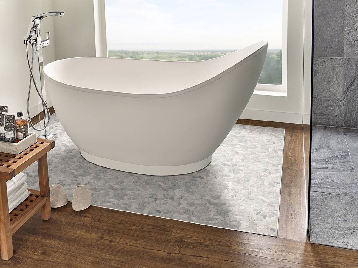 MSI Sliced Pebble Truffle Tumbled Marble mosaic (SMOT-PEB-TRUFFLE) – MSI room scene