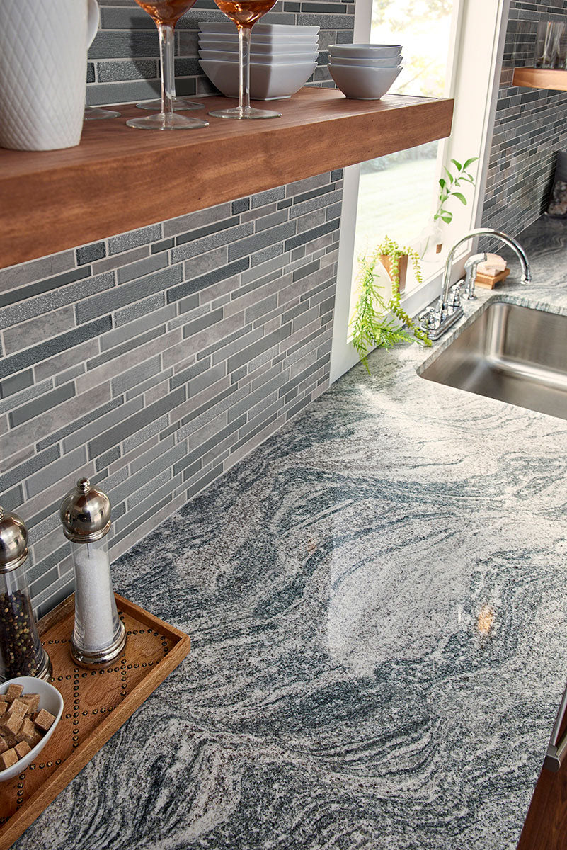 MSI Smoky Alps Interlocking Porcelain Glass mosaic (SMOT-GLSPIL-SMOALP8MM) – MSI room scene