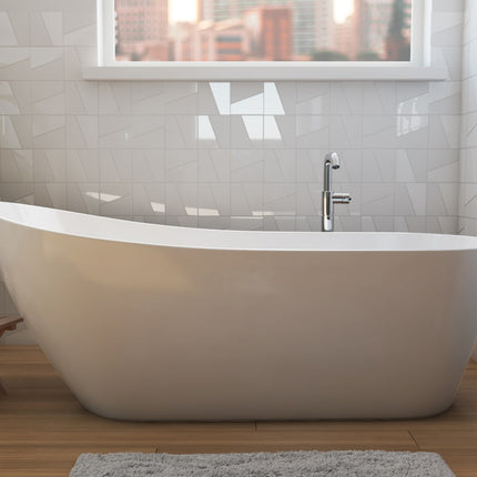 Soca 67 x 29 Acrylic Freestanding Oval End Drain Bathtub in White - Plumbing Market