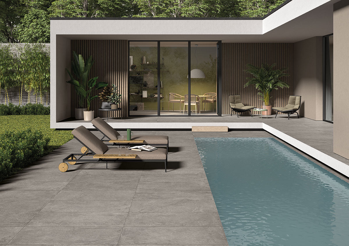 MSI Soreno Grigio 13 x 24 Matte Porcelain pool coping (LCOPNSORGRI1324-EE) – MSI room scene