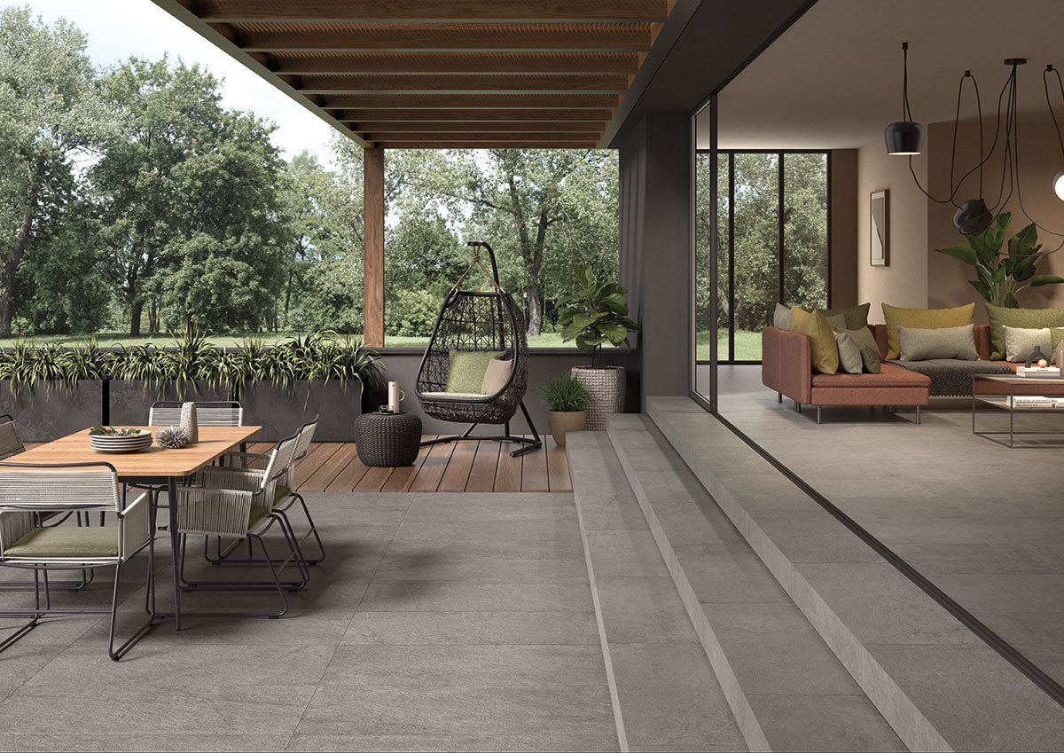 MSI Soreno Grigio 24 x 48 Matte Porcelain paver (LPAVNSORGRI2448) – MSI room scene