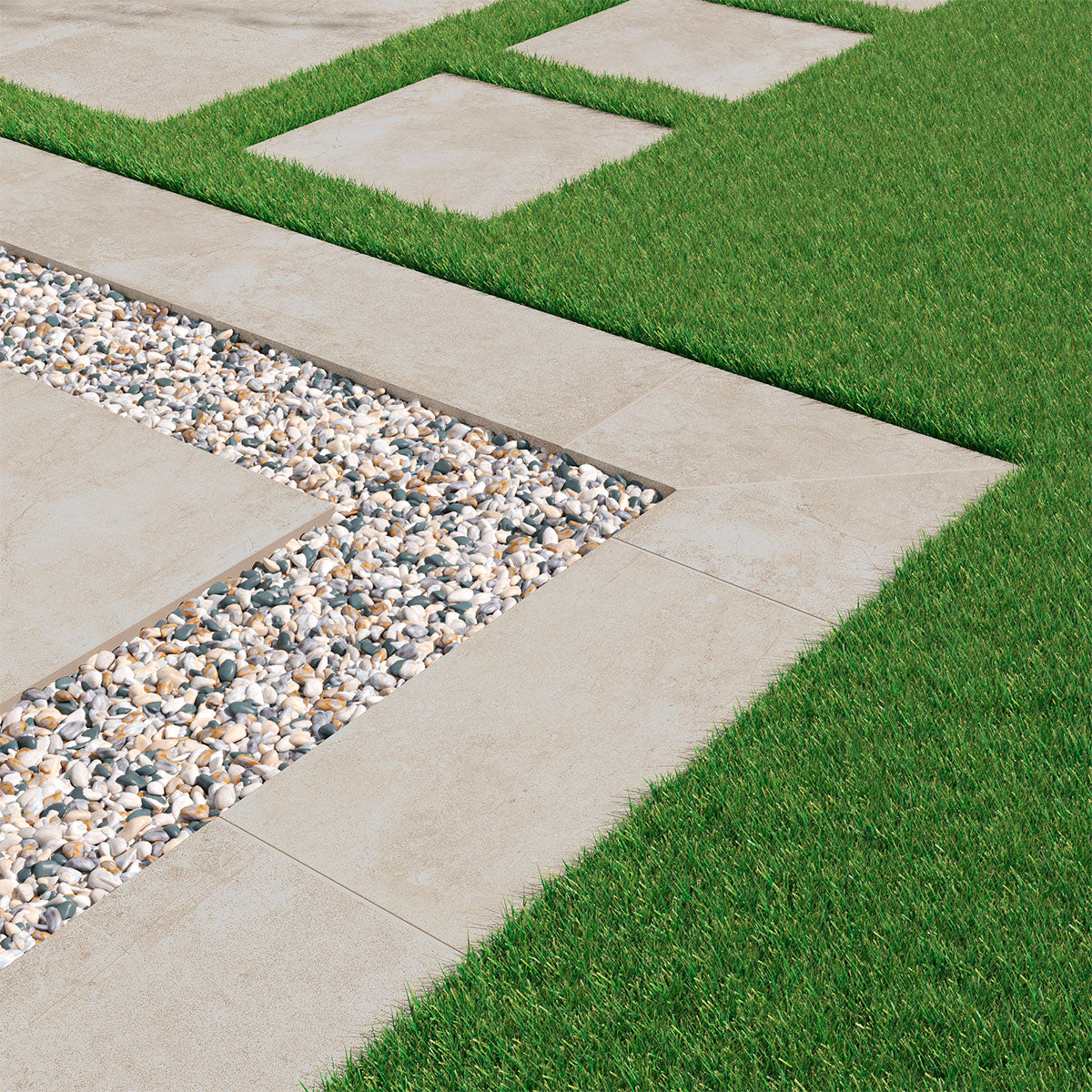 MSI Soreno Ivory 24 x 24 Matte Porcelain paver (LPAVNSORIVO2424) – MSI room scene (living room)