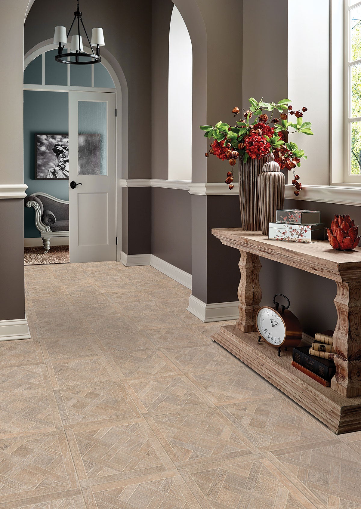 MSI Sovana Mocha 18 x 18 Matte Porcelain tile (NWGSOVMOC1818) – MSI room scene (entryway)