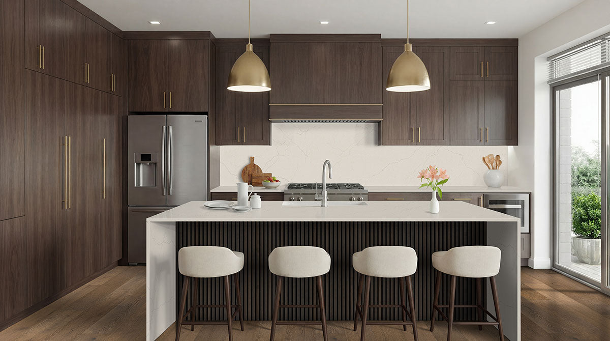 MSI Umber 9.5 x 94.5 Wood slat panel (WPNL-ACWFLTUMBE9.5X94.5) – MSI room scene (kitchen)