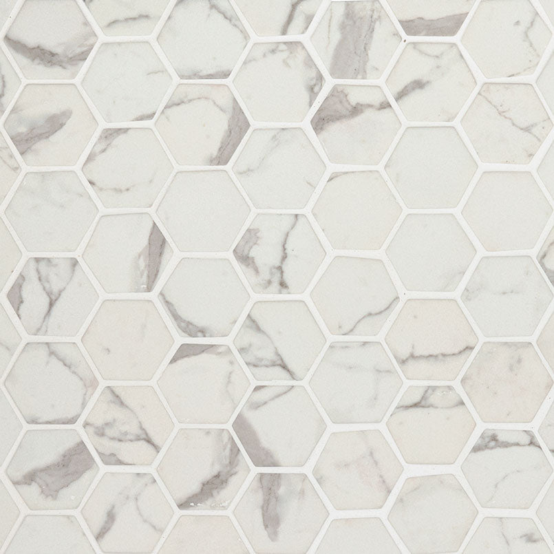 MSI Statuario Celano 2" Hexagon Glass mosaic (SMOT-GLS-STACEL6MM) – MSI product image