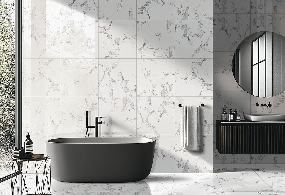MSI Pietra Statuario 12 x 24 Matte Porcelain tile (NSTA1224-N) – MSI room scene (bathroom)