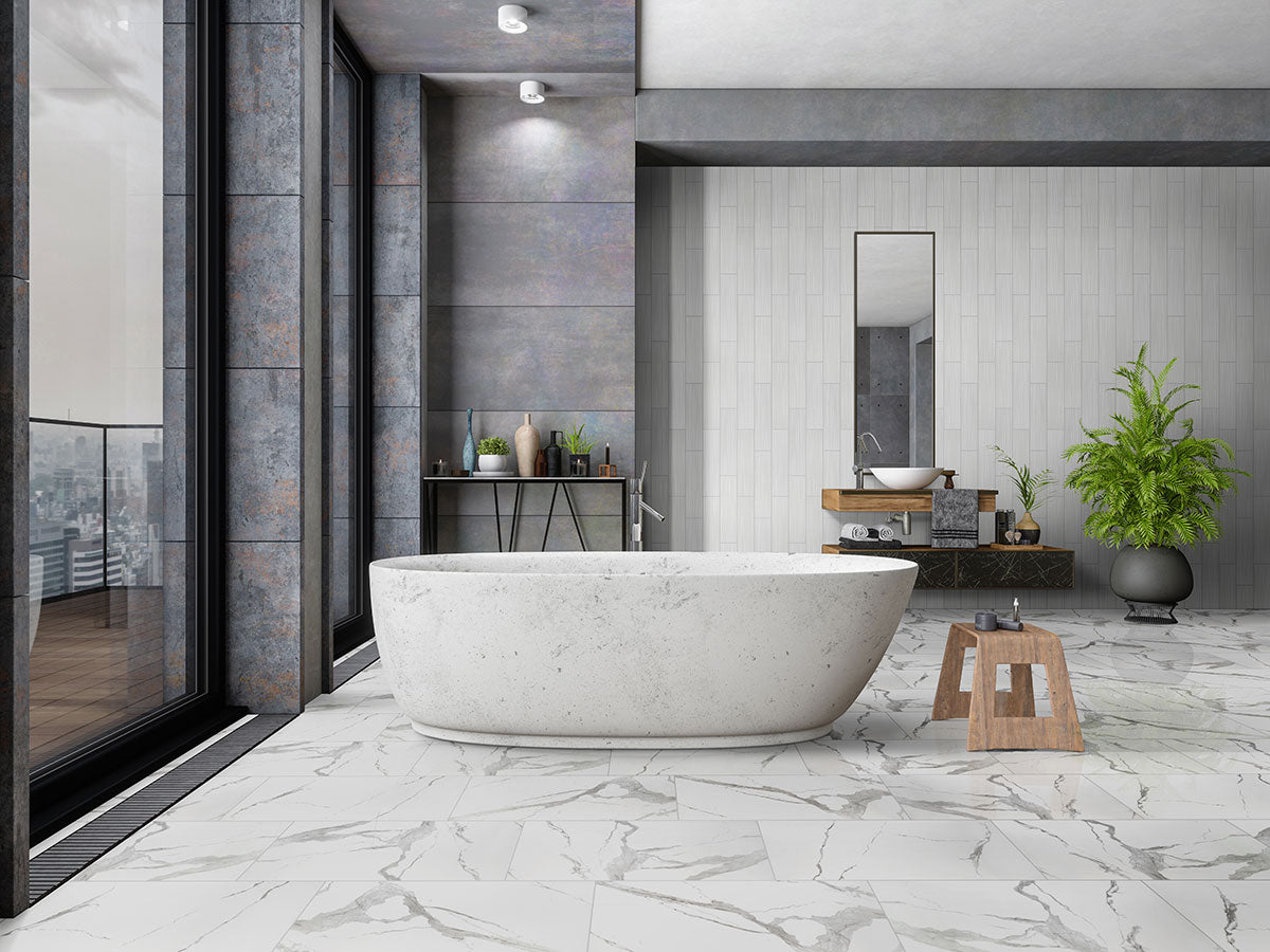 MSI Eden Statuary 3 x 3 Matte Porcelain mosaic (NEDESTA3X3HEX) – MSI room scene