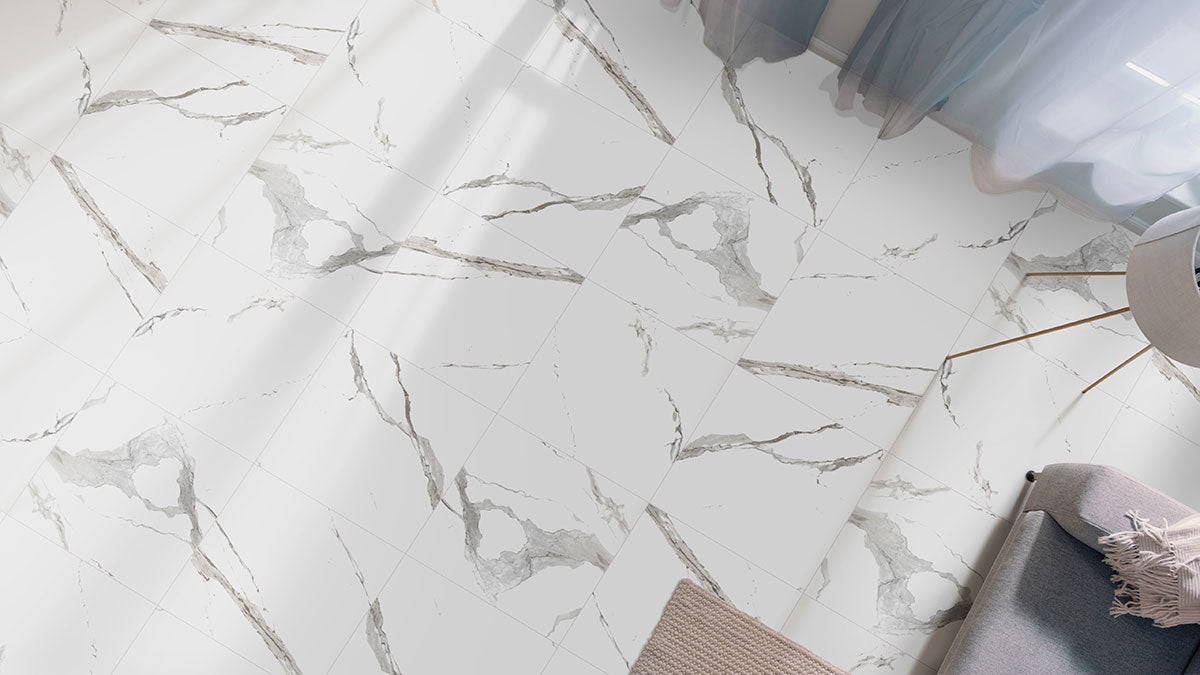 MSI Eden Statuary 4 x 24 Matte Porcelain trim (NEDESTAT4X24BN) – MSI room scene
